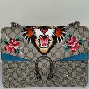 MEDIUM ANGRY CAT GG SUPREME CANVAS & SUEDE